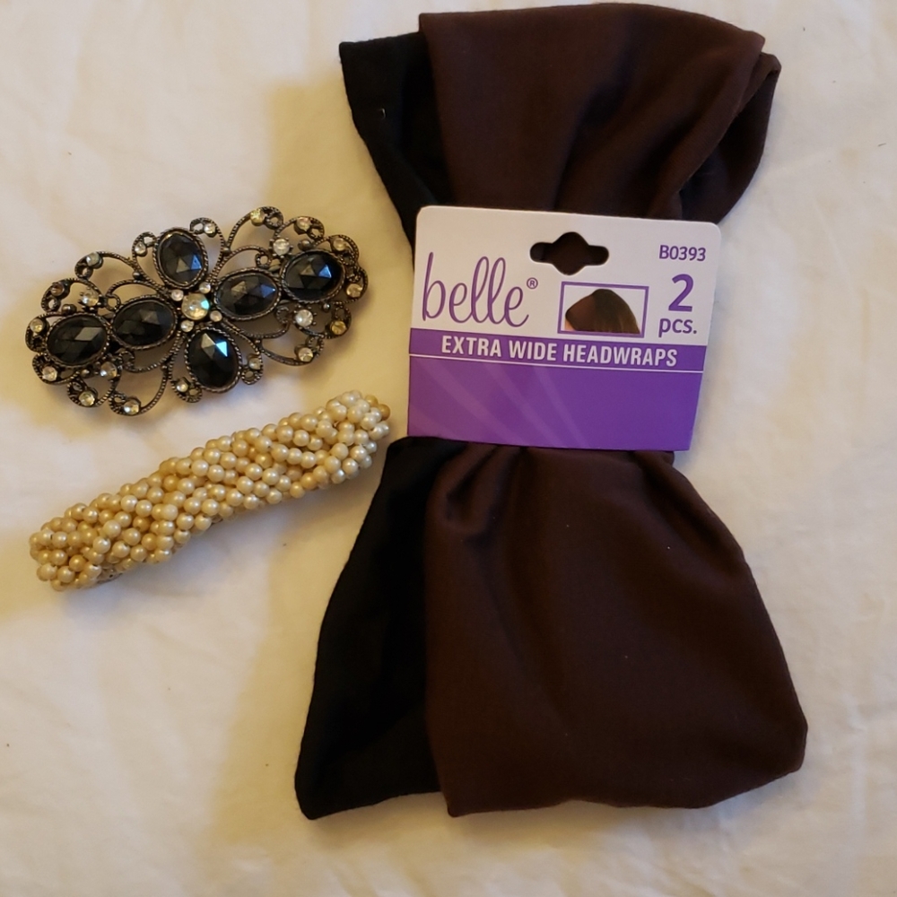NWT Belle Hair Headbands with 2 Barrettes